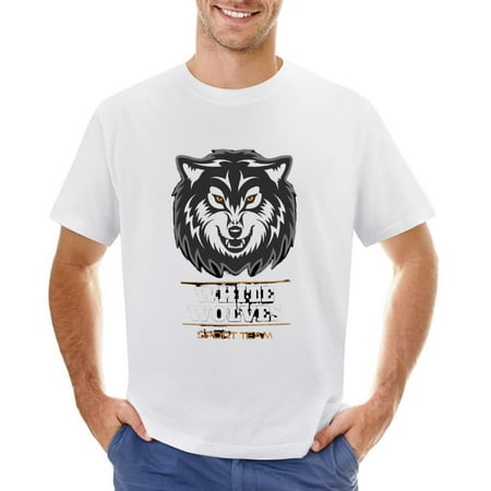 White Wolves Men’s Graphic T-shirt Vintage Short Sleeve Sport Tee White L