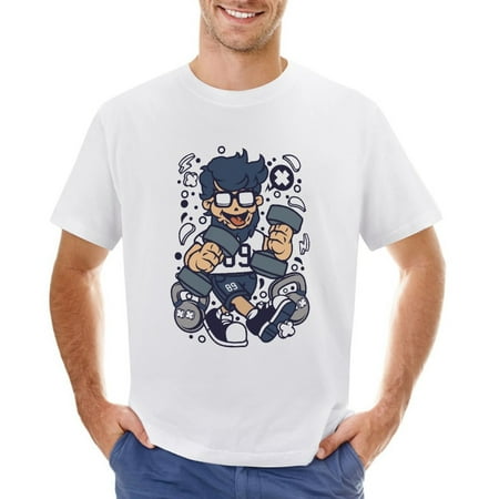 Hipster Fitness Men’s Graphic T-shirt Vintage Short Sleeve Sport Tee White L