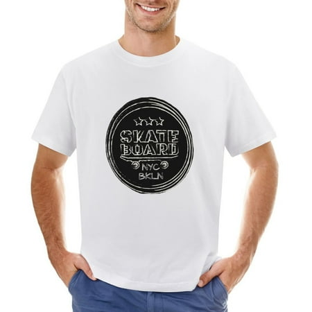 Skateboard New York  Brooklyn Badge Men’s Graphic T-shirt Vintage Short Sleeve Sport Tee White L