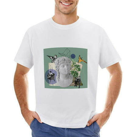 Statue Tree Men’s Graphic T-shirt Vintage Short Sleeve Sport Tee White L