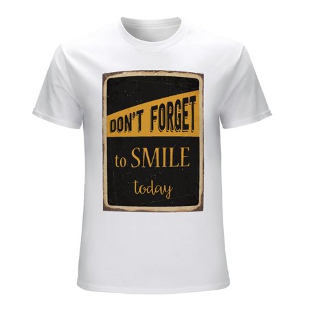 Don T Forget to Smile Today Men’s Graphic T-shirt Vintage Short Sleeve Sport Tee White L