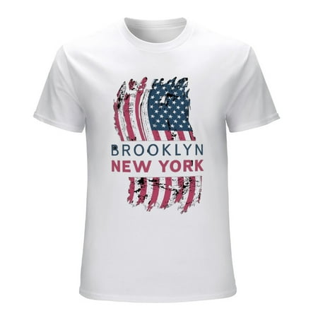 New York Brooklyn T-shirt Men’s Graphic T-shirt Vintage Short Sleeve Sport Tee White L
