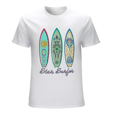Star Surfes Men’s Graphic T-shirt Vintage Short Sleeve Sport Tee White L