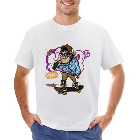 Bottle Skate Men’s Graphic T-shirt Vintage Short Sleeve Sport Tee White L