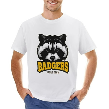 Badgers Sport Team Men’s Graphic T-shirt Vintage Short Sleeve Sport Tee White L