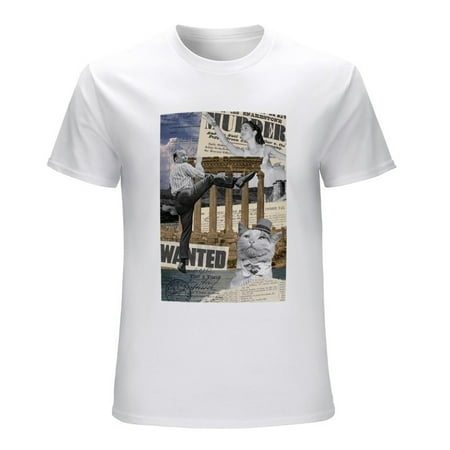 Vintage Graphic Men’s Graphic T-shirt Vintage Short Sleeve Sport Tee White L