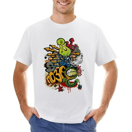 Green Cartoon Dragon Men’s Graphic T-shirt Vintage Short Sleeve Sport Tee White L