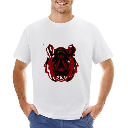 Territory of Rhinoceros Men’s Graphic T-shirt Vintage Short Sleeve Sport Tee White L