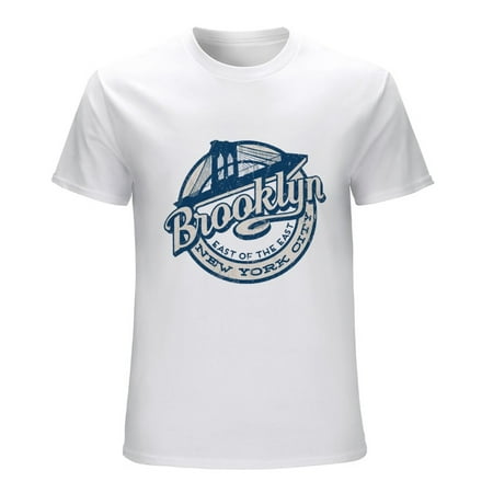 Brooklyn New York City Retro Vintage Men’s Graphic T-shirt Vintage Short Sleeve Sport Tee White L