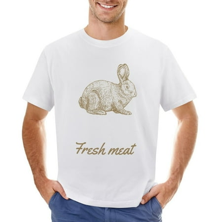 RABBIT FARM Men’s Graphic T-shirt Vintage Short Sleeve Sport Tee White L