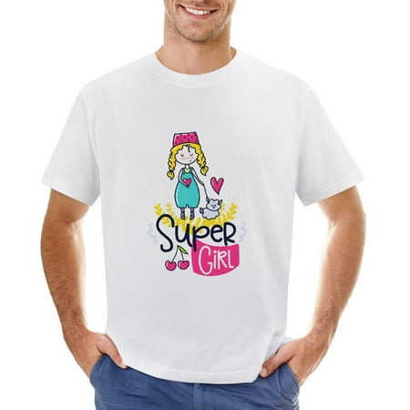 Super Girl Men’s Graphic T-shirt Vintage Short Sleeve Sport Tee White-Super Girl L
