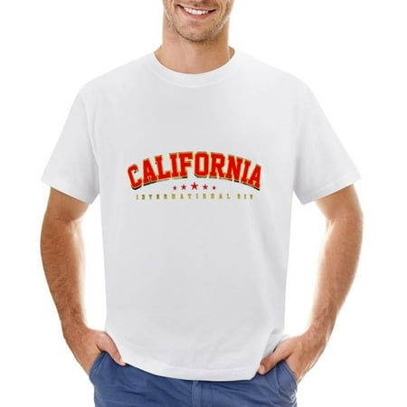 CALIFORNIA Men’s Graphic T-shirt Vintage Short Sleeve Sport Tee White L