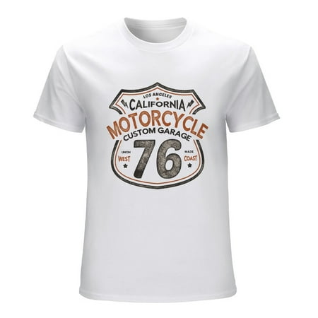 Vintage Style California Motorcycle 76 Men’s Graphic T-shirt Vintage Short Sleeve Sport Tee White L