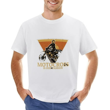Motorcross in Our Passion Men’s Graphic T-shirt Vintage Short Sleeve Sport Tee White L