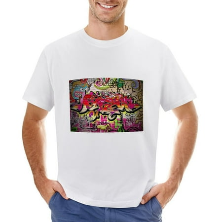 Colorful Wall Cartoon Men’s Graphic T-shirt Vintage Short Sleeve Sport Tee White L