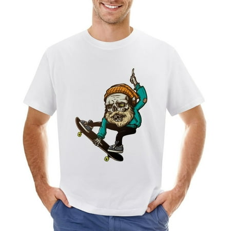 Men Skate Men’s Graphic T-shirt Vintage Short Sleeve Sport Tee White L
