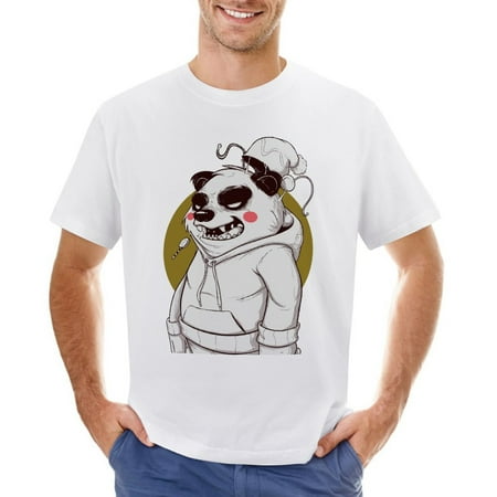 Crazy Panda Men’s Graphic T-shirt Vintage Short Sleeve Sport Tee White L