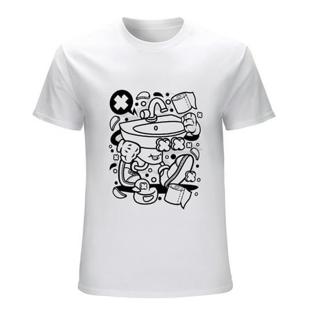 Sink Men’s Graphic T-shirt Vintage Short Sleeve Sport Tee White L