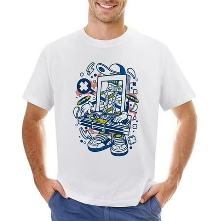 Dj King Card Men’s Graphic T-shirt Vintage Short Sleeve Sport Tee White L