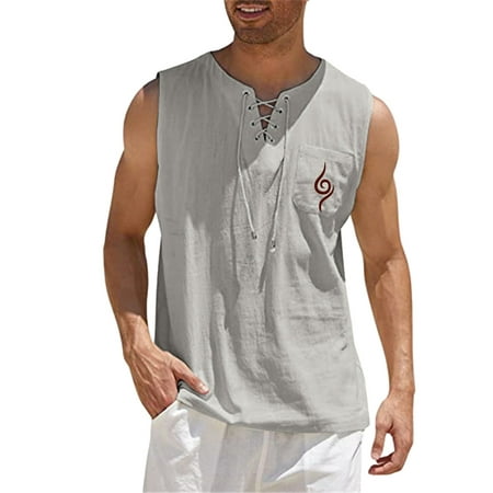 GWAABD Mens Sleeveless Shirt Male Spring and Summer Tops Casual Sports Sleeveless Top Cotton Vest Painting Fitness Muscle Tank Top