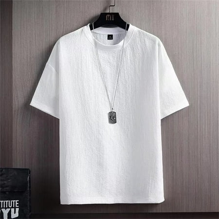 Quealent Mens Tops Plus Size Men S Short Sleeve Graphic T Shirt Collection (White L)