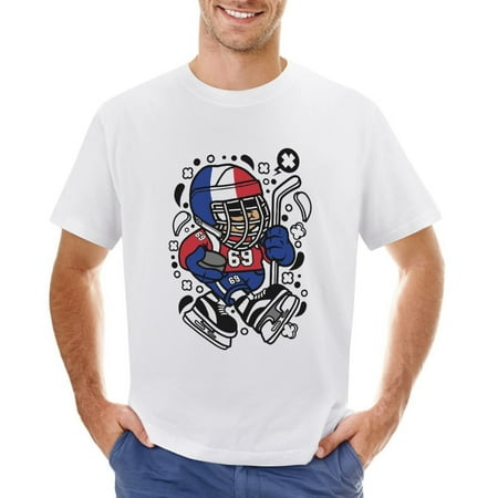 France Hockey Kid Men’s Graphic T-shirt Vintage Short Sleeve Sport Tee White L