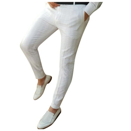 GWAABD Gym Sweatpants Men Zipper Elastic Pants Pants Waist Solid Men S Trousers Casual Pencil Men S Pants