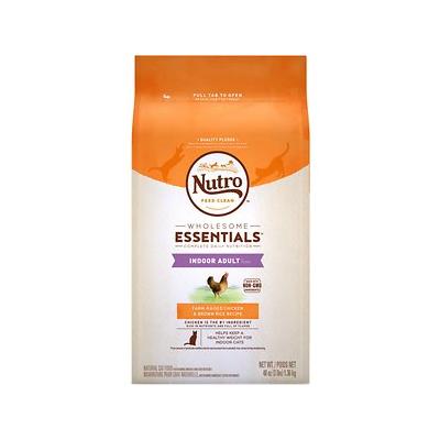 Nutro Wholesome Essentials Indoor Adult Farm-Raised Chicken & Brown Rice Recipe Dry Cat Food, 3-lb Bag