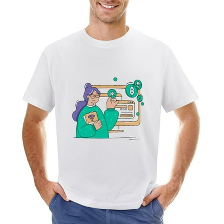 Crypro-currency Men’s Graphic T-shirt Vintage Short Sleeve Sport Tee White L