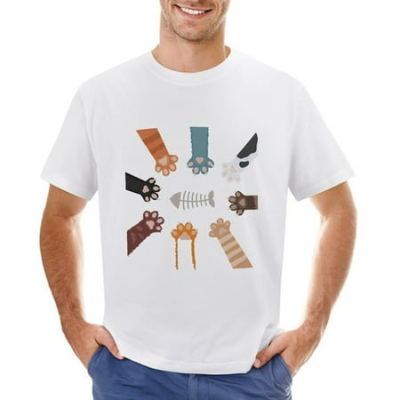 Bear Paw Fish Bone Men’s Graphic T-shirt Vintage Short Sleeve Sport Tee White L