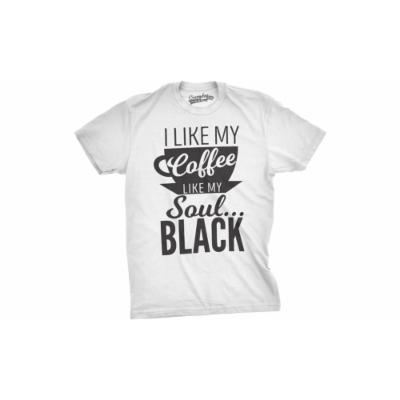 Men's Crazy Dog T-Shirts Silly Self-Mocking Graphic Tees L Men's Short Sleeve White - Coffee Like My Soul Men's T-Shirt