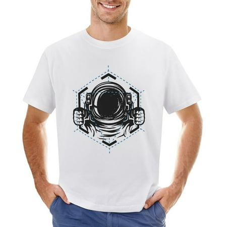 Astronaut Abstract Men’s Graphic T-shirt Vintage Short Sleeve Sport Tee White L