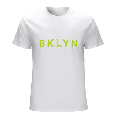 Brooklyn BKLYN Writing Design Men’s Graphic T-shirt Vintage Short Sleeve Sport Tee White L