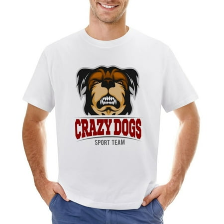 Crazy Dogs Sport Team Men’s Graphic T-shirt Vintage Short Sleeve Sport Tee White L