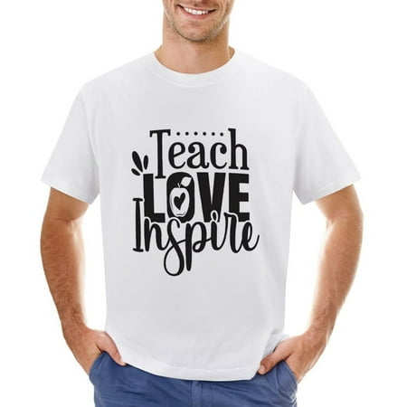 Teach Love Inspire Men’s Graphic T-shirt Vintage Short Sleeve Sport Tee White L