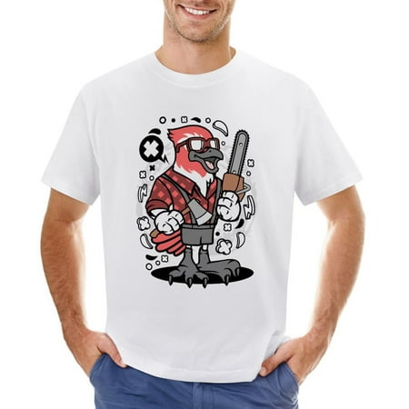 Bird Lumberjack Men’s Graphic T-shirt Vintage Short Sleeve Sport Tee White L