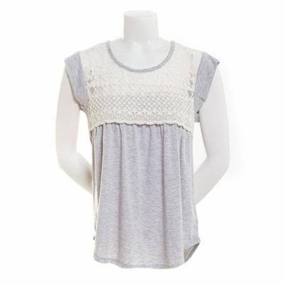 Juniors Self Esteem Cap Sleeve Lace Knit Top Mint