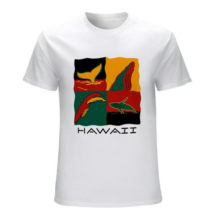 HAWAII Men’s Graphic T-shirt Vintage Short Sleeve Sport Tee White L