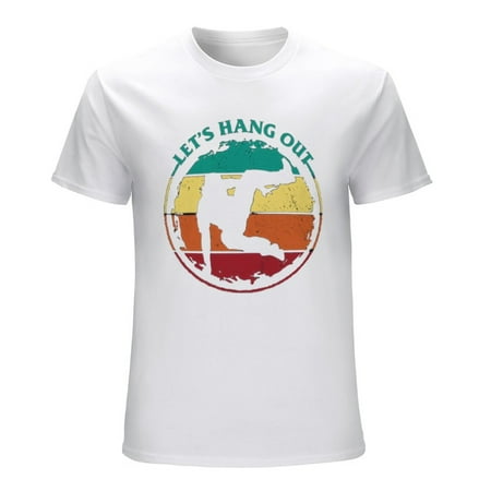 LET S HANG OUT Men’s Graphic T-shirt Vintage Short Sleeve Sport Tee White L