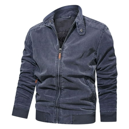GWAABD Men S Style Jacket Male Autumn and Winter Warm Long Sleeve Stand Collar Outdoor Jacket Cotton Multi Pockes Coat