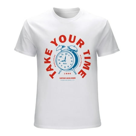 TAKE YOUR TIME Men’s Graphic T-shirt Vintage Short Sleeve Sport Tee White L