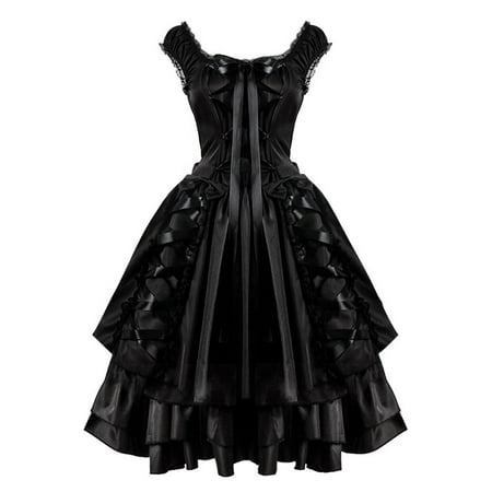 Ersazi Summer Dresses for Women 2023 Women S Gothic Maid Square Neck Sleeveless Casual Vintage Dress Sun Dresses Women Summer Casual Black XL