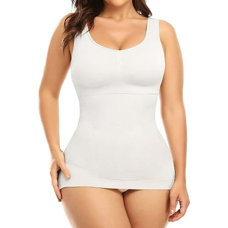 CLZOUD Women Shapewear Tummy Control Women S Seamless Corset with Chest Pad Sports Underwear No Steel Ring Body Shaping Vest Bodysuit Tank Tops White 