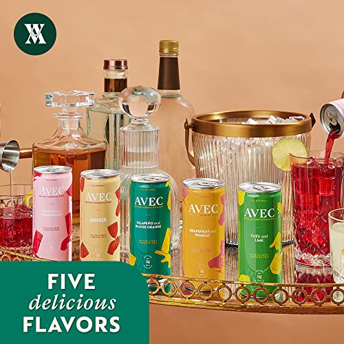 AVEC Jalapeño & Blood Orange Soda & Mixer - 12 Pack, 8.45 Oz | Sweet & Spicy Flavor Sparkling Water Seltzer Cans | Botanical Fresh Juice Cocktail Mix thumbnail