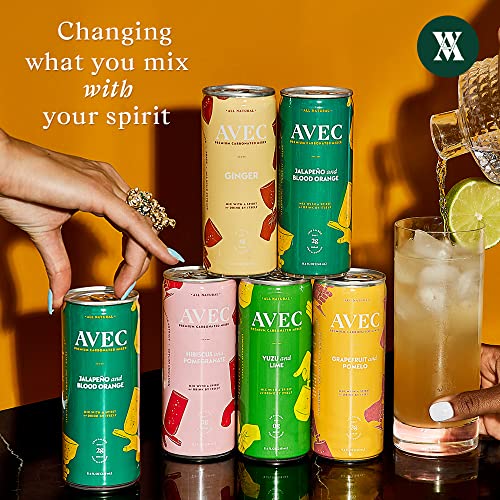 AVEC Jalapeño & Blood Orange Soda & Mixer - 12 Pack, 8.45 Oz | Sweet & Spicy Flavor Sparkling Water Seltzer Cans | Botanical Fresh Juice Cocktail Mix thumbnail