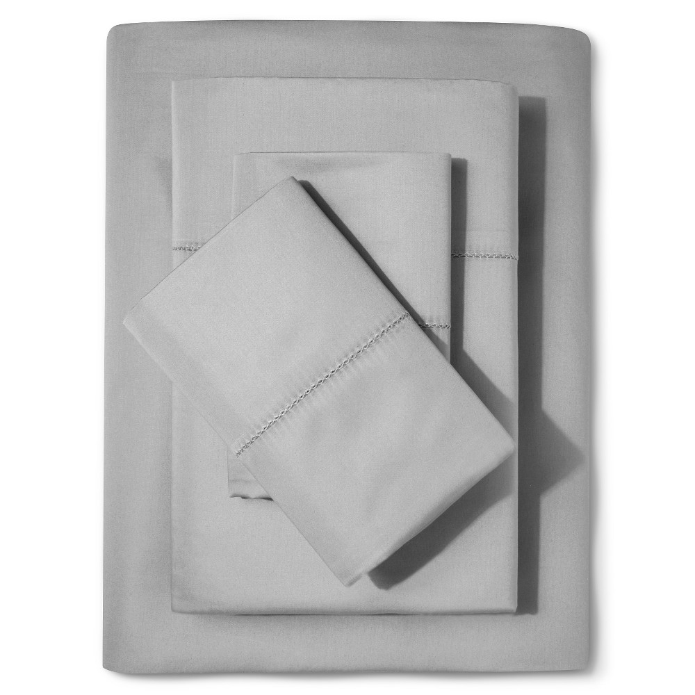 King 700 Thread Count Supima Classic Hemstitch Sheet Set Skyline Gray - Fieldcrest