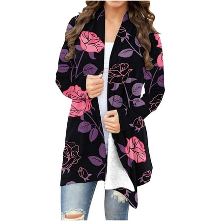 QUYUON Open Cardigans for Women Deals Long Sleeve Western Cardigans for Women Polyester Button Front Cardigans Women Cardigan Jacket Style Q-6755 Fall