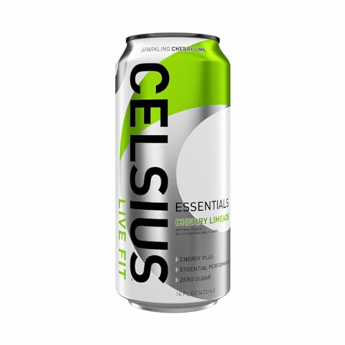 CELSIUS Essentials Sparkling Cherry Limeade  Functional Performance Energy Drink  16 Fl Oz Single Can