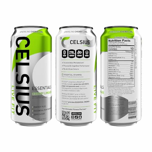 CELSIUS Essentials Sparkling Cherry Limeade  Functional Performance Energy Drink  16 Fl Oz Single Can thumbnail