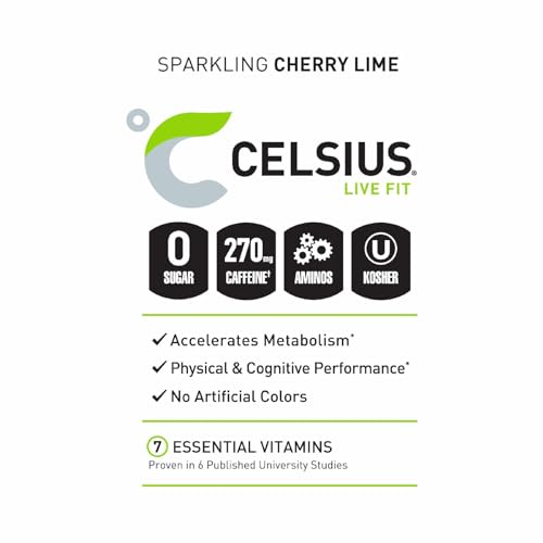 CELSIUS Essentials Sparkling Cherry Limeade  Functional Performance Energy Drink  16 Fl Oz Single Can thumbnail